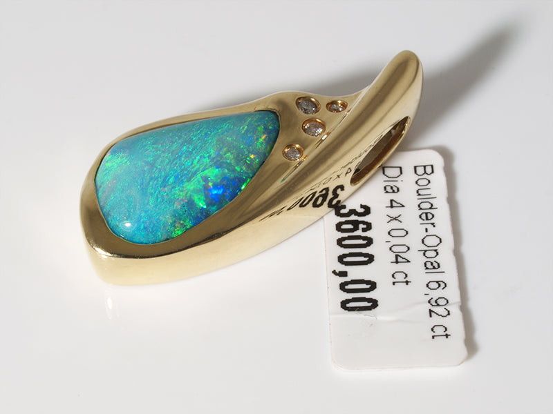 Opalschmuck, Anhänger aus Gold mit Boulder-Opal aus Australien