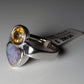 Ring aus Silber mit Opal aus Australien und Citrin