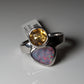 Ring aus Silber mit Opal aus Australien und Citrin