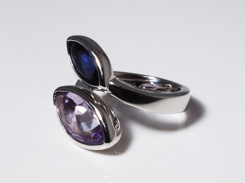 Silberring mit Edelstein, Amethyst, Iolith