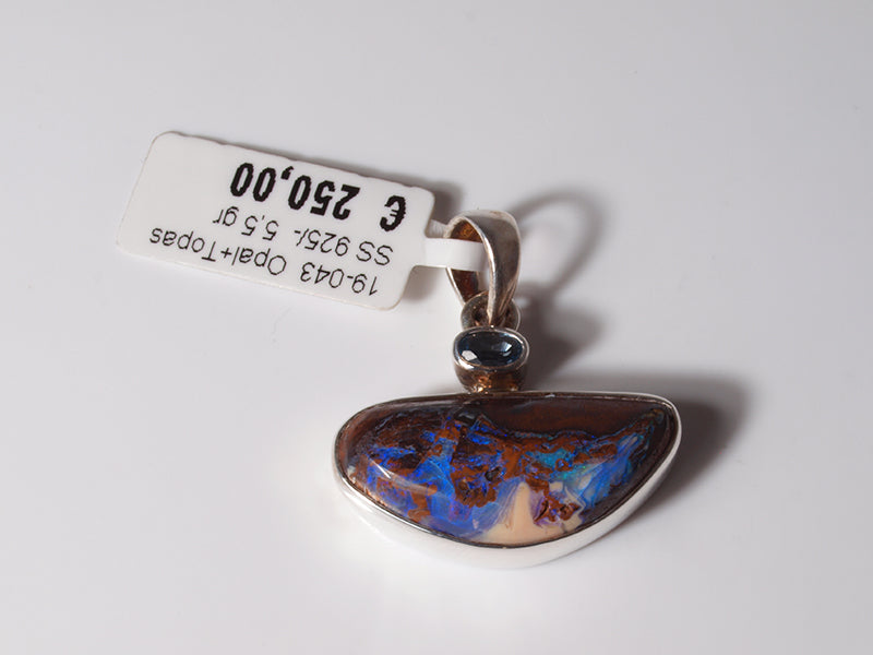 Opalschmuck - Silberanhänger mit Boulder-Opal und Topas