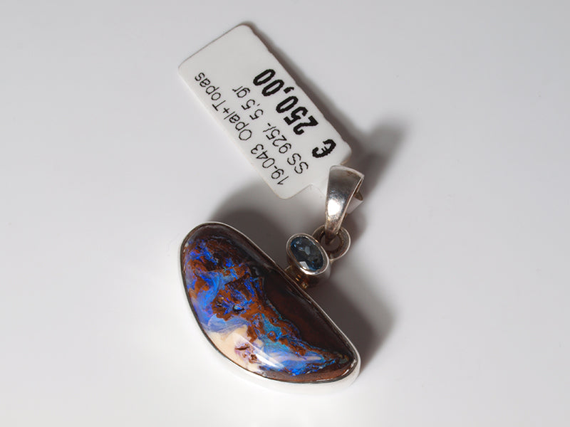 Opalschmuck - Silberanhänger mit Boulder-Opal und Topas