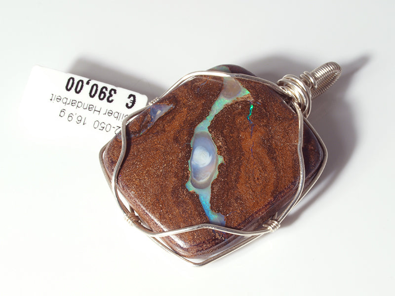 Opalschmuck - Opalanhänger aus Silberdraht mit Boulder-Opal